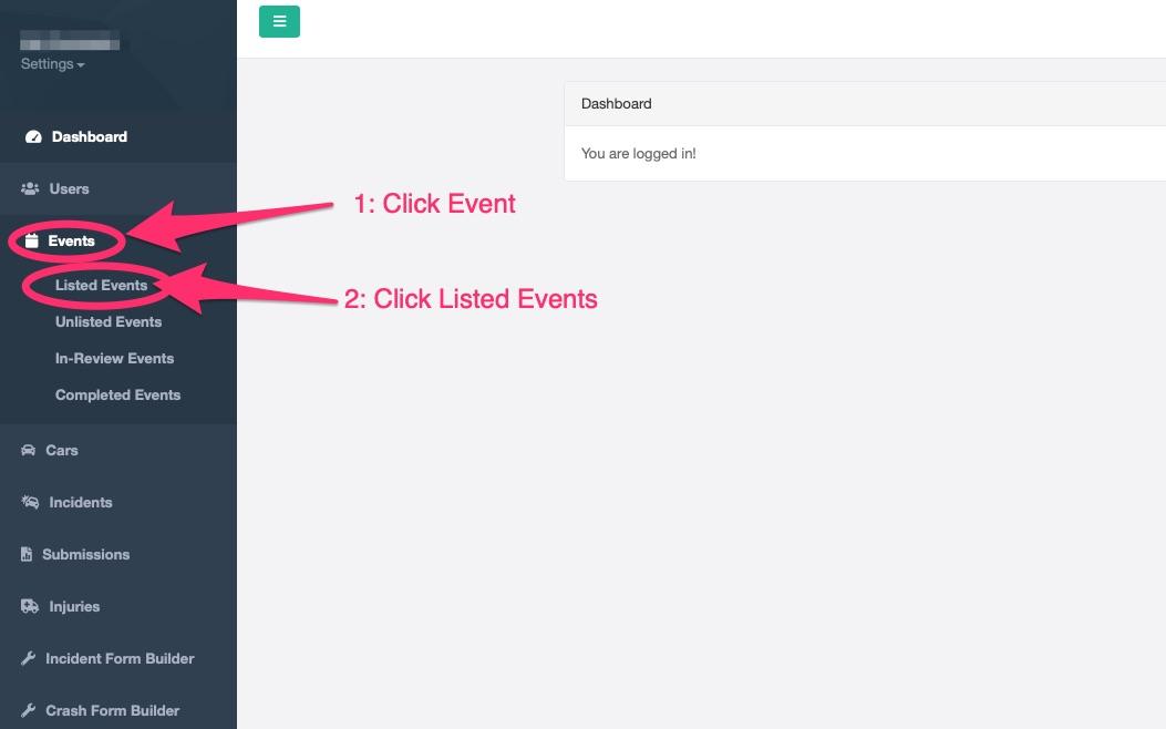 Create an Event step 1 & 2