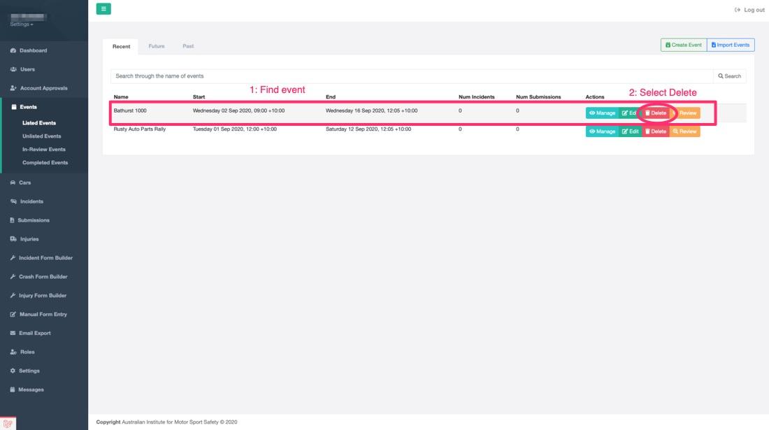 Delete Event